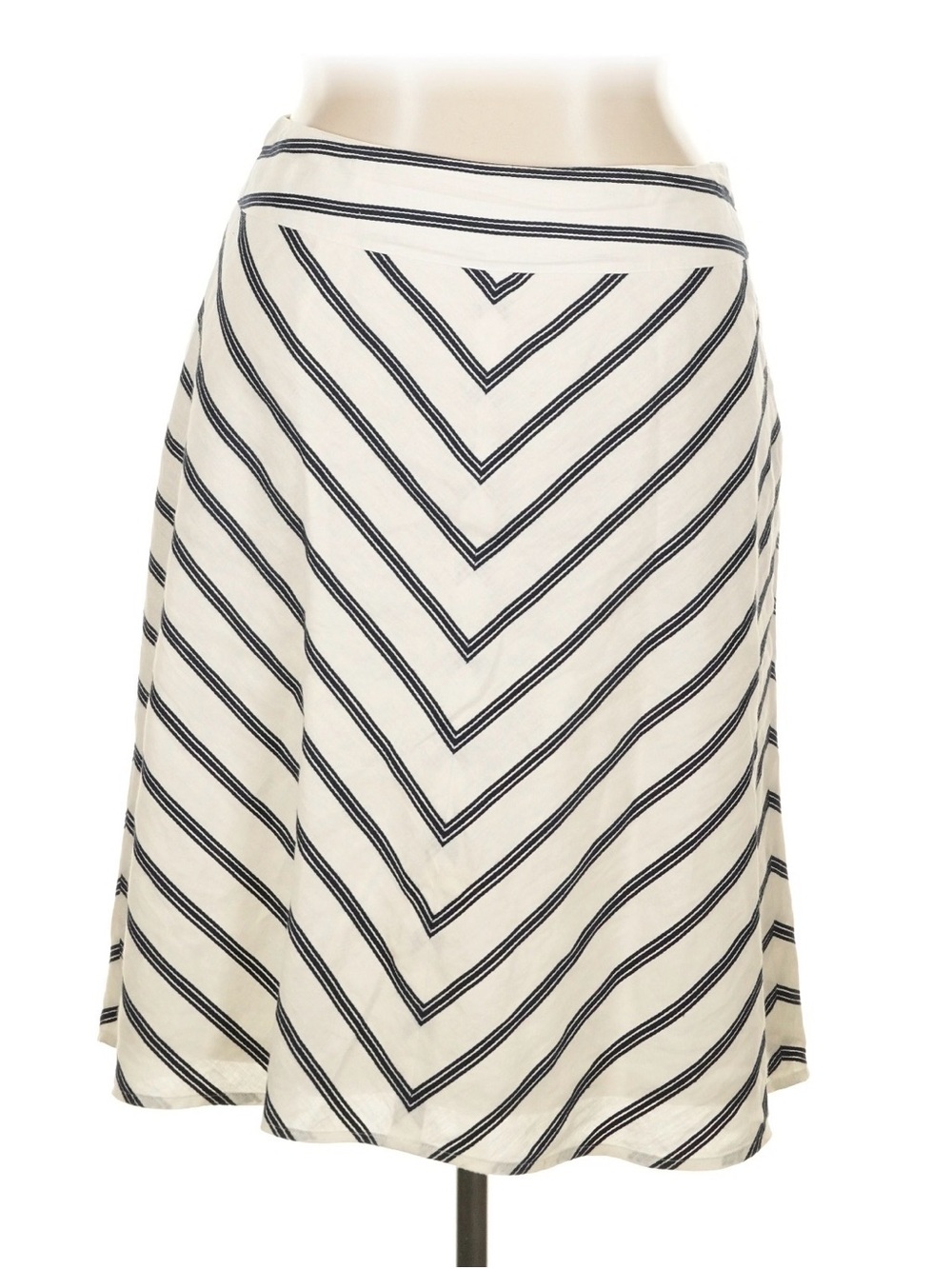 Talbots Women’s Cream and Black Striped A-Line Skirt